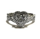 14k white gold 1.11ct heart diamond cluster engagement ring wedding band 6.3g 7 — photo 1