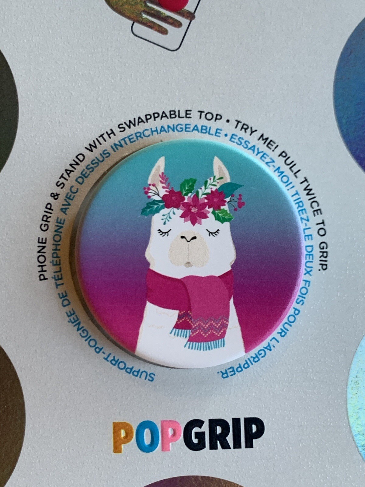 PopSocket Swappable Phone Grip & Stand - HOLI LLAMA - White Base-image