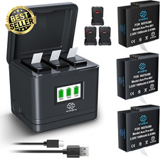 Insta360 Ace Pro Replacement Battery, 1800mAh & 3-Slot LCD Charger Kit, 3-Pack
