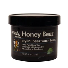 Ampro Pro Styl Honey Beez Wax 100% Pure For Natural Hair Black W/ Argan Oil 4oz