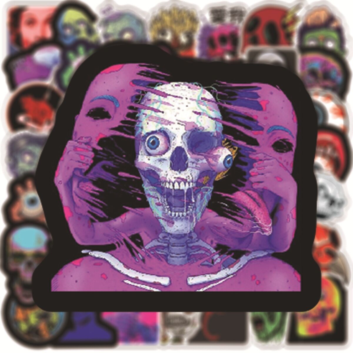 2 Stickers Skull Grunge Car Car Sticker Tuning JDM Decal Horror