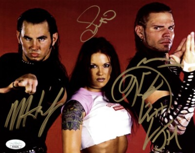 JSA Team Extreme Matt Jeff Hardy Boyz Lita 8x10 PROMO - AUTOGRAPHED Hand Signed