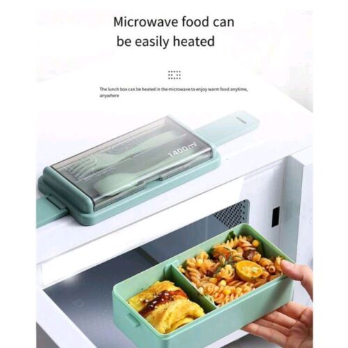 Lunch Box With Cutlery Set, Bento Box, 2 Tiers 4 Compartments Food Container - Picture 5 of 7