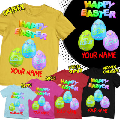Personalised Happy Easter Eggs Making Craft Spring Family Matching T-Shirt #ED16