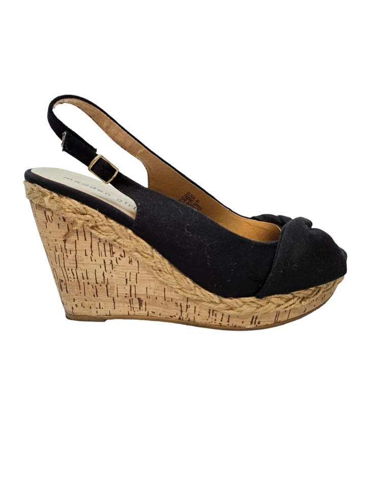 Zapatos para mujer Madden Girl Elivia Peep Toe Slingback Corcho Cuña Alpargata 8,5 Foto 2 de 4