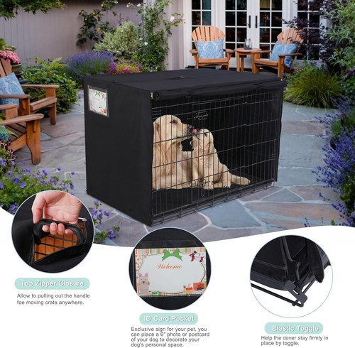Durable Black 48" Dog Crate Cover - Water-Resistant Protection for Pet Comfort - Picture 5 of 9