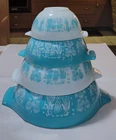 4 Pyrex AMISH BUTTERPRINT Cinderella Mixing Nesting Bowl Set 441• 442• 443• 444