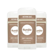 Humble Deodorant Simply Unscented Aluminum-Free 2.5 oz – Pack of 3