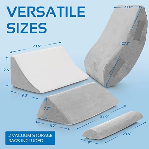 AllSett Health 4 PC Bed Wedge Pillows Set - Orthopedic Wedge Pillow - Picture 4 of 5