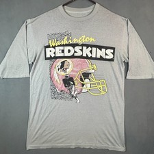 Vintage Redskins Shirt Mens Large Late 80's Early 90's Gray Short Sleeve TShirt