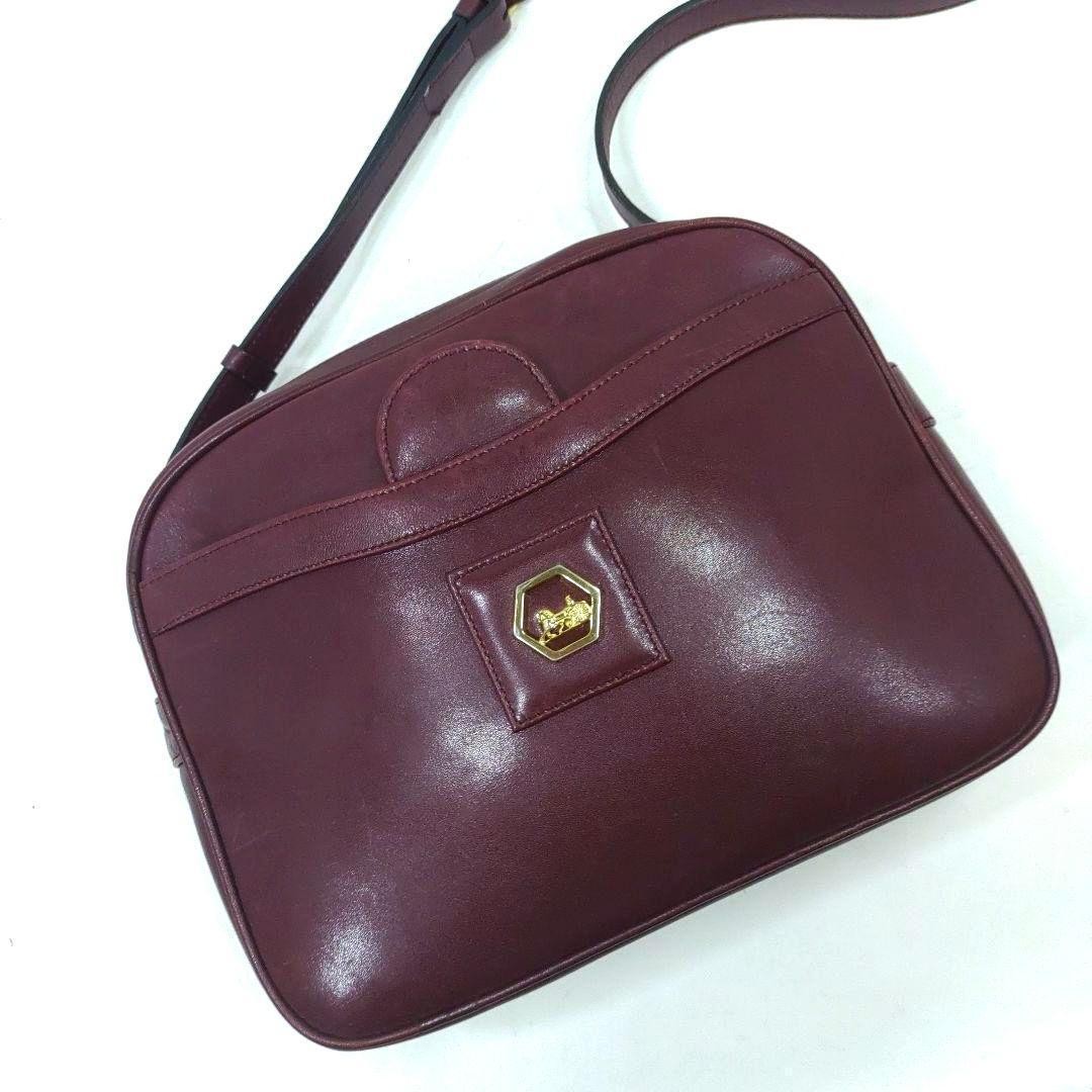 Celine Bordeaux Leather Shoulder Bag with Carriage Fittings Pre-Owned