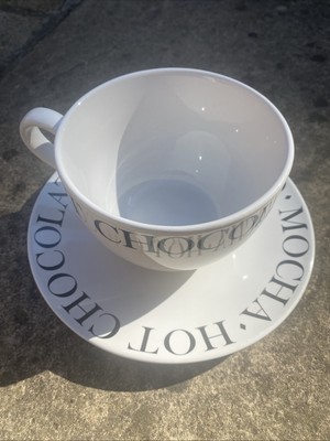 Whittard of Chelsea Script schwarz/weiß Jumbo heiße Schokolade Teetasse + Untertasse
