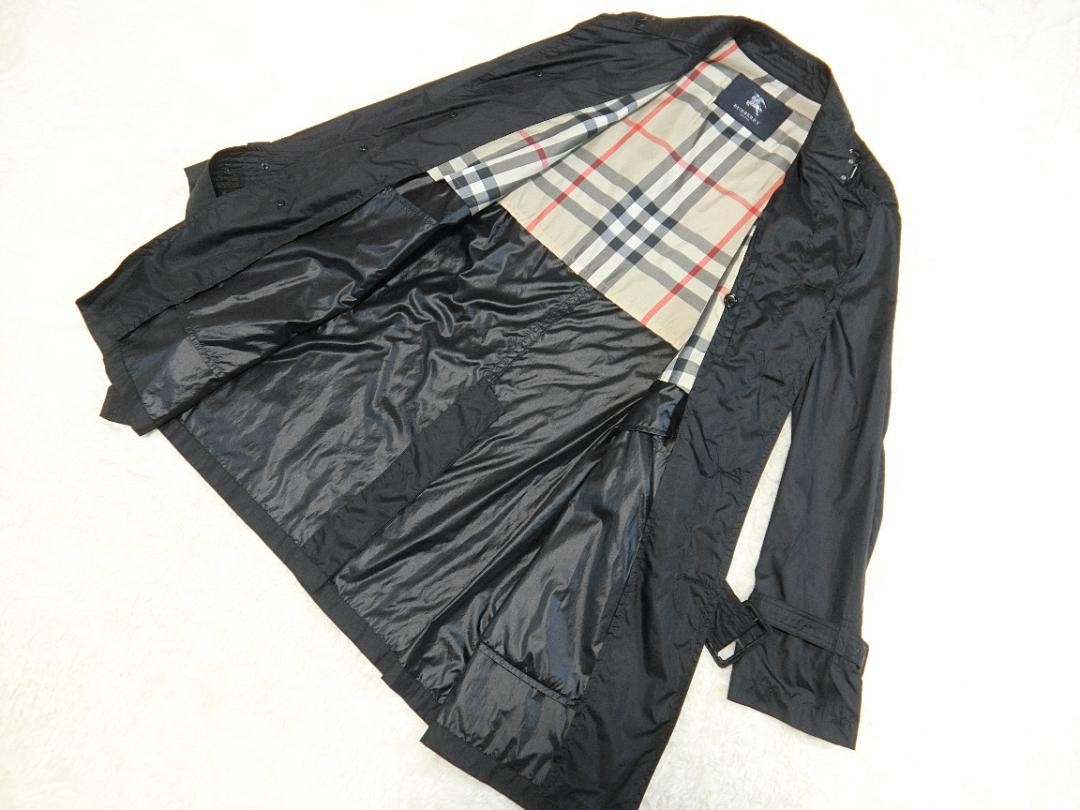 Burberry London Trench Coat Black Nylon With Nova Check Pattern Size L For Men thumbnail 7