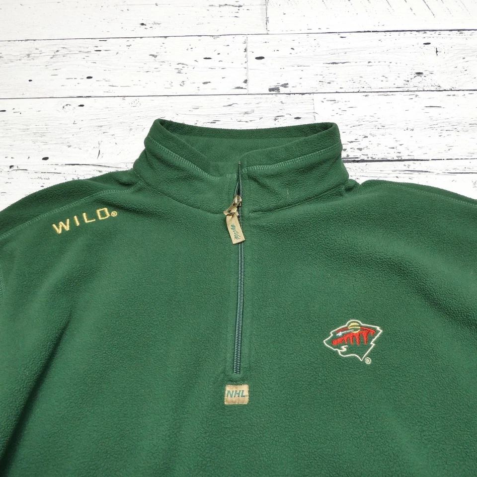 Sudadera DE COLECCIÓN Minnesota Wild Para Hombres XL Verde Hockey Polar Cuarto Cremallera Foto 2 de 4