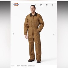Dickies Duck Insulated Coveralls Brown Quilted Lining Men's KLT 110L