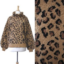 Vintage 90s Sweater Donna Salyers Balloon Sleeve Leopard Print Cowl Neck Jumper