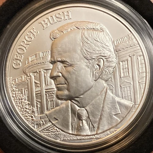 George Bush 2020 (2021) silver medal & coin and chronicles OGP 1 OZ. .999 Fine