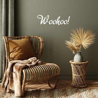 Woohoo! - White 11'' x 25'' Wall Art Decal Vinyl Sticker