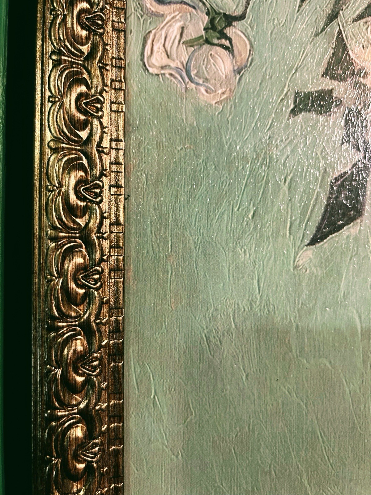 Van Gogh “Roses” 1890 Hand Embellished Wall Art Print Canvas Framed 17”x21” thumbnail 10