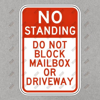 No Standing Sign Sticker Safety Notice for Driveway & Mailbox OSHA #682237
