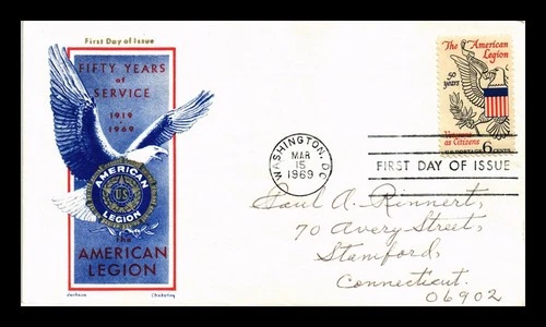 US COVER AMERICAN LEGION 50TH ANNIVERSARY FDC JACKSON CHICKERING CACHET