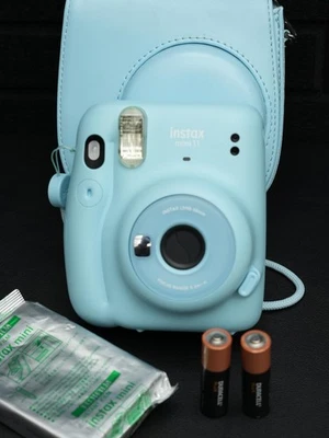 Fujifilm Instax Mini 11 Baby Blue Instant Camera + Film & Batteries - Working - Image 1 of 4
