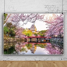 10x8ft Cherry Blossoms Backdrop Tokyo Landscape Pink Flower Photography Prop
