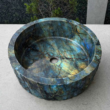 Fregadero de lavabo de labradorita - Lavabo de baño de piedra natural de lujo con iridiscente