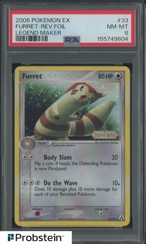 2006 Pokemon EX Legend Maker #33 Furret Reverse Foil PSA 8 NM-MT