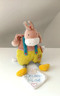 Peluche/Doudou Âne Marron Salopette Vert Bleu Jaune 26cm Les Cousins Moulin Roty
