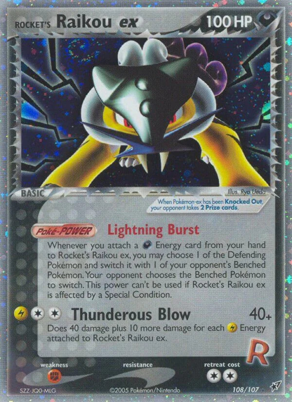 Pokemon Rocket's Raikou ex 108/107 Holofoil LP EX Deoxys Secret Rare