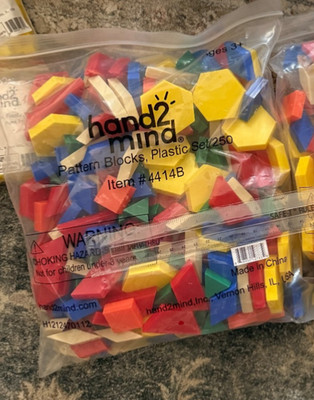 Hand2Mind Pattern Blocks, Geometric plastic Shapes for Kids,P