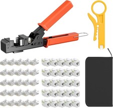90° Keystone Tool Kit with 25x RJ45 Jacks & Connectors Wire Stripper