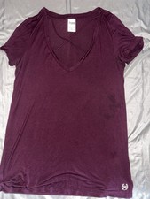 Victoria's Secret Pink, Plum Colored - V Neck T-Shirt - Sz. Small