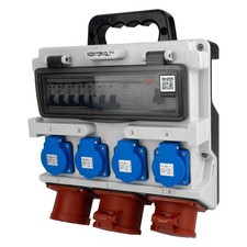 Rozdzielacz prądu budowlanego TR 1xIN32/1x32/1x16/4x230 Rozdzielacz prądu Przełącznik FI LS