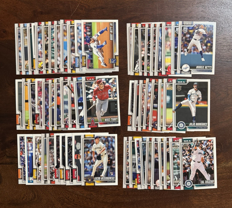 Topps 75 MLB Baseball 60 Card Lot | Trout Betts Rodriguez Raleigh Baty