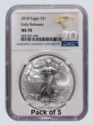 Pack of 5 - All 2018 *NGC MS 70 American Silver Eagle