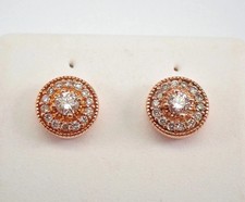 1.50Ct Lab Created Diamond Round Halo Cluster Stud Earrings 14K Rose Gold Plated