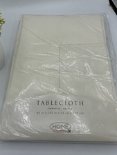 NIP Ivory Hemstitch Oblong Tablecloth 60x102 100 Cotton Home for the Holidays