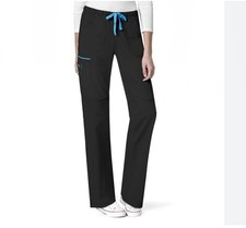 WONDERWINK Wonderflex Grace Cargo Premium Stretch Women's Scrub Pants-MED -Black