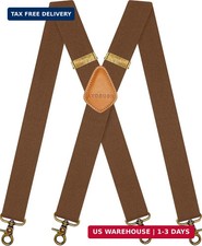 Vintage Suspenders for Men Heavy Duty 4 Snap Hooks for Belt Loops Adjustable X B