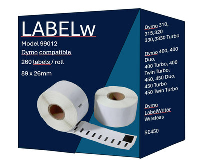10x Label kompat. zu Dymo 99012 36 x 89 mm 260 Label Etiketten pro Rolle