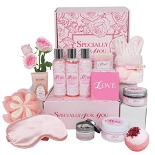 15Pcs Rose Spa Bath Body Care Set with Bombs Lotions, Relaxing Home...
