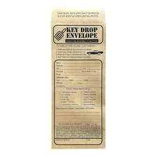Key Drop Envelopes After Hours Auto Service 4.125”x9.5” Secure Seal 100 Pcs