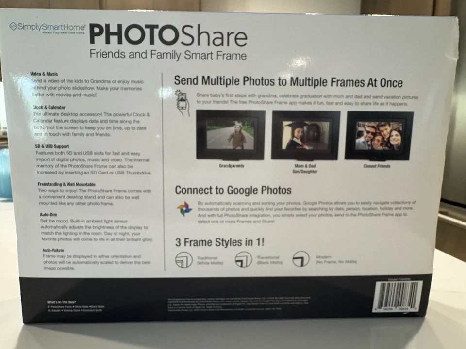 PhotoShare 8” Smart WIFI Frame – FSM08BL- Simply Smart Home Black - Brand New - Image 2 of 3