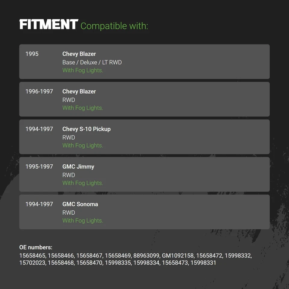 Bumper Air Deflector For Chevy S10 1994-1997 Front RWD 15658465 Foto 2 de 2