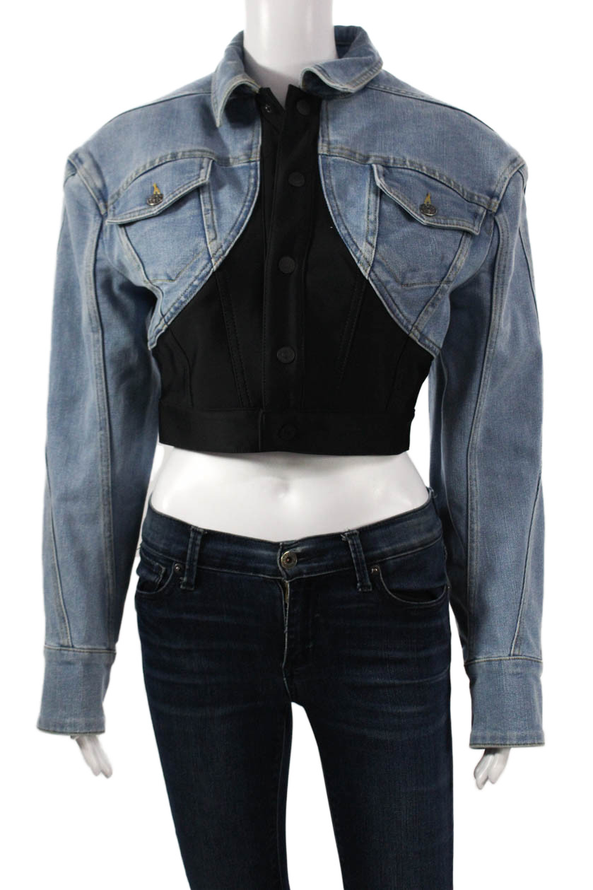 Mugler Women Basic Jacket Blue Button Long Sleeve… - image 1