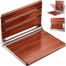 Upgraded Version 20" ADA Compliant Folding Teak Shower Seat Wall Mounted - Lar