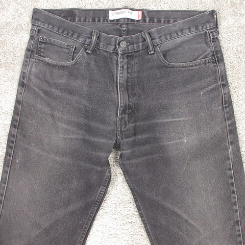 Levis Jeans Mens 36x31 (Tag 36x34) Black Faded 505 Regular Straight Denim Pants - Picture 3 of 12