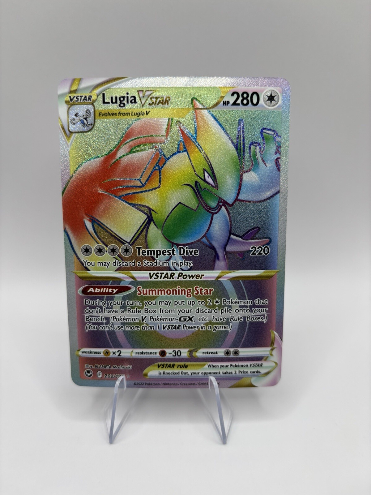 Pokémon TCG Lugia VSTAR Rainbow Secret Rare Holo Card Silver Tempest 202/195 NM